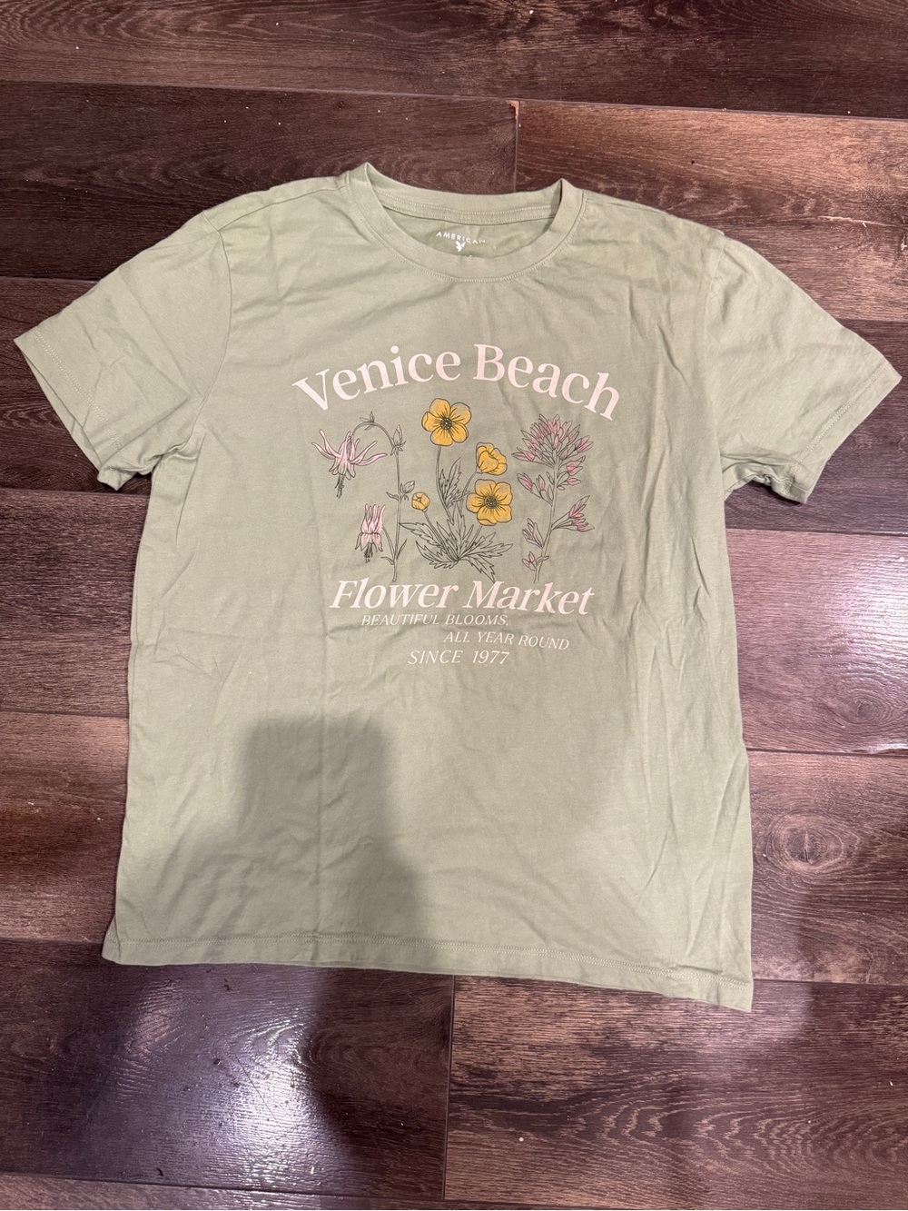 American Eagle Venice Beach Flower Market Graphic Tee - Olive Green